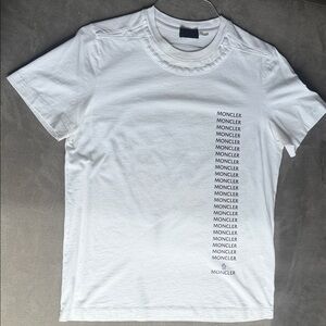 Moncler White Short-Sleeve Logo-Stack Tee